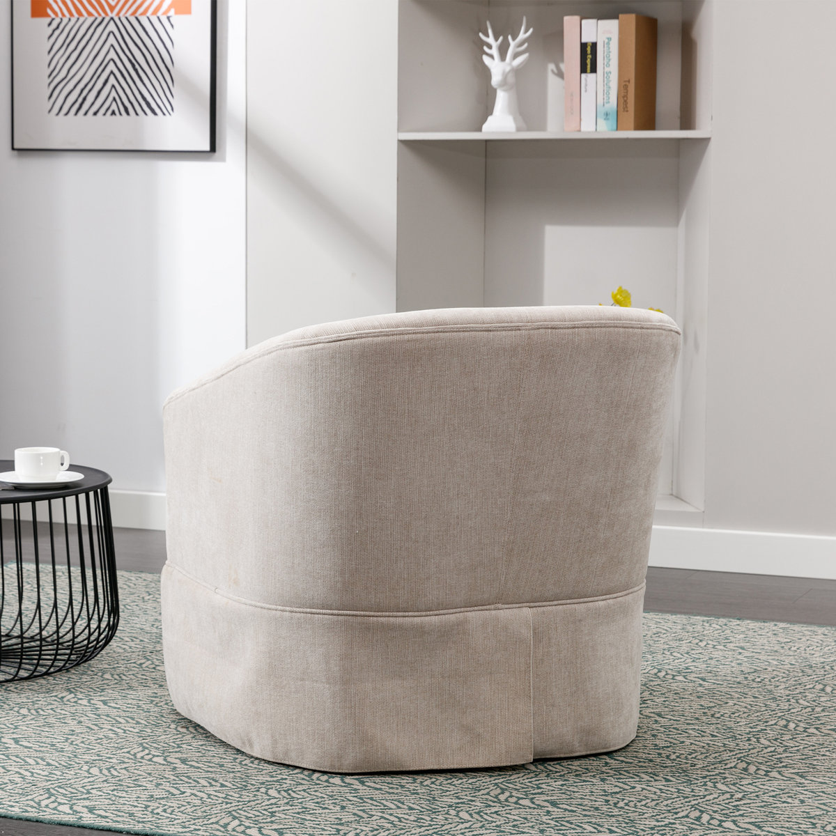 360-Degree Swivel Upholstered Armchair with Accent Pillow